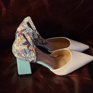 NEW Blue and White Block Heels